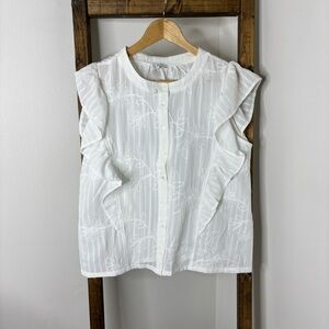 VOY White Ruffled Sleeveless Blouse M
